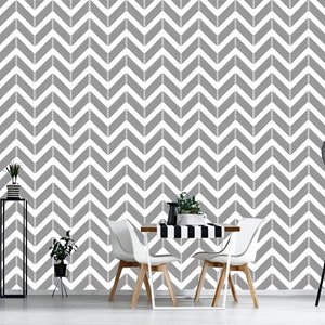 Geometric black and white wallpaper | self-adhesive, removable, peel & stick wall mural, wall decor