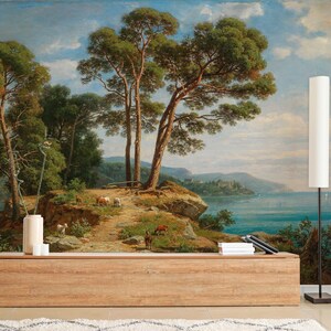 Vintage Scenic Lake Wallpaper | Peel and Stick Vinyl - Etsy