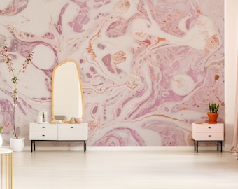 Pink marble abstract texture, peel and stick wall mural