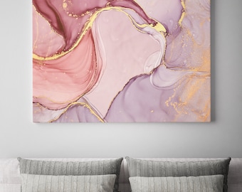 Pink and purple fluid abstract Canvas Print, Modern Wall Decor, FOR SELF ASSEMBLY