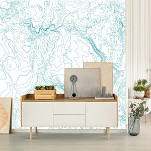 Abstrakte Tapete, topographische Karte | selbstklebende, ablösbare, Peel & Stick Wanddeko