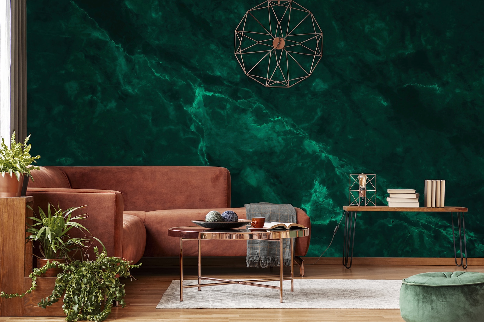 Emerald green abstract wallpaper self adhesive peel and Etsy