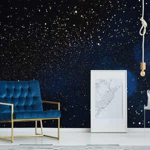 Dark Blue Starry Sky Wallpaper, Self Adhesive, Peel and Stick Wall ...
