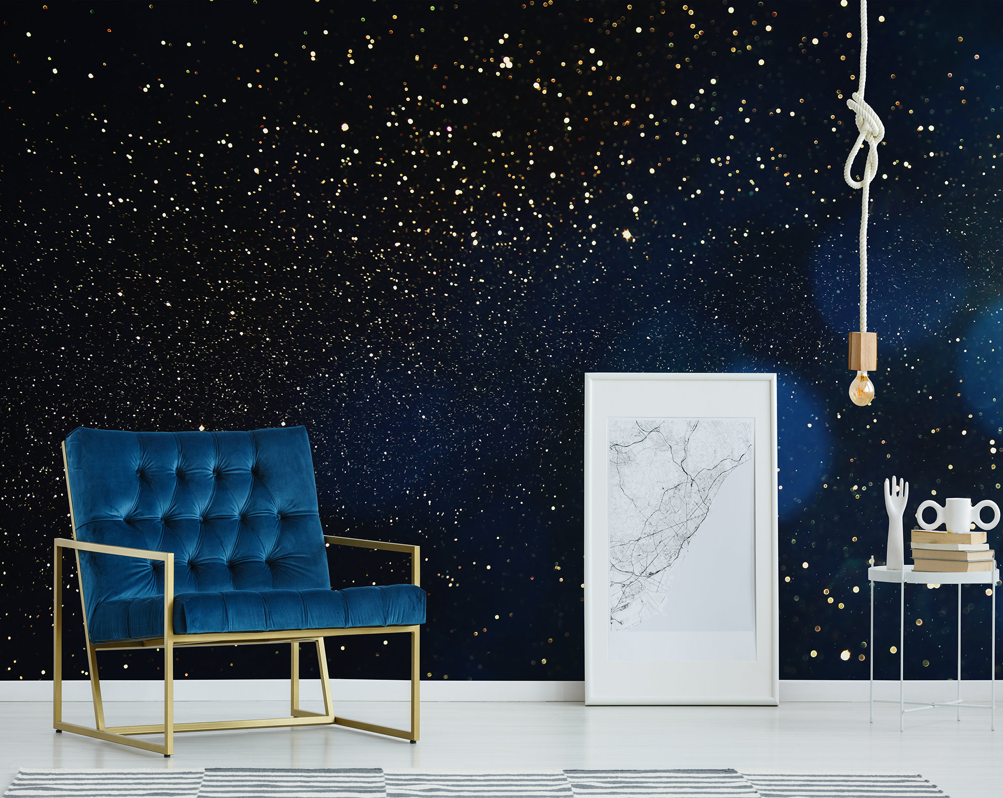 Dark Blue Starry Sky Wallpaper, Self Adhesive, Peel and Stick Wall ...