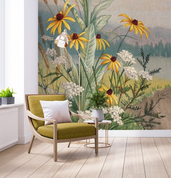 Stampa Su Tela Fiori Gialli Ad Acquerello 80x60 Cm - Quadro Astratto Per Soggiorno E Cucina - 2