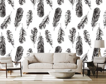 Black And White Feathers Wallpaper
