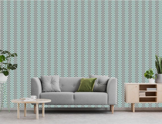 Mint Green Chevron Pattern Wallpaper Self-adhesive, Removable, Peel & Stick  Wall Mural, Wall Decor - Etsy Singapore