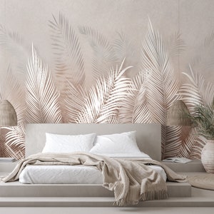 Palmenblätter Wandbild, Grunge Wallpaper | Abziehen und aufkleben (selbstklebend) oder nicht klebendes Vinylpapier