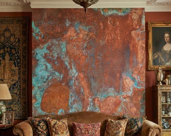 Old copper texture abstraction, grunge wall art, rusty wall mural, home decor, self adhesive, peel and stick wall mural