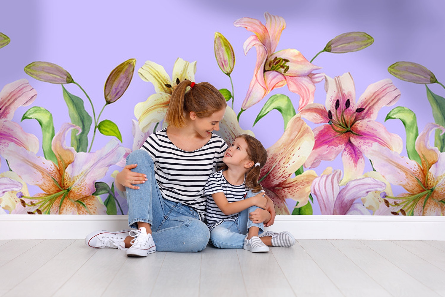 Lilac Lily Floral Wallpaper, Peel and Stick Wall Mural - Etsy