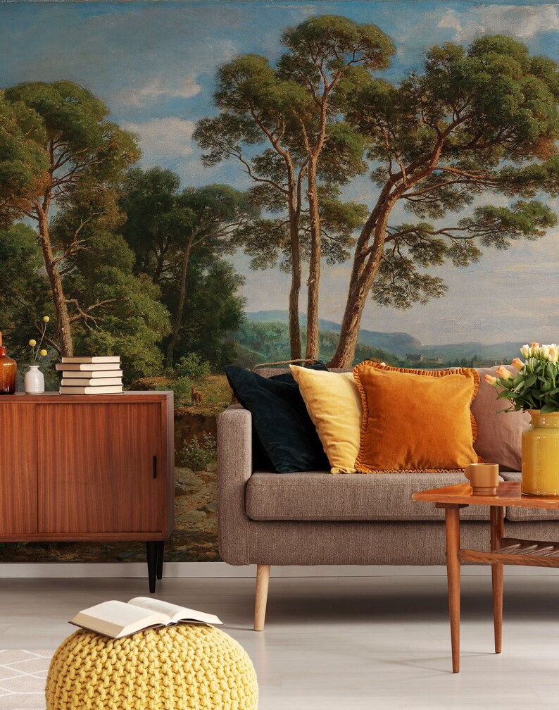 Vintage Scenic Lake Wallpaper | Peel and Stick Vinyl - Etsy