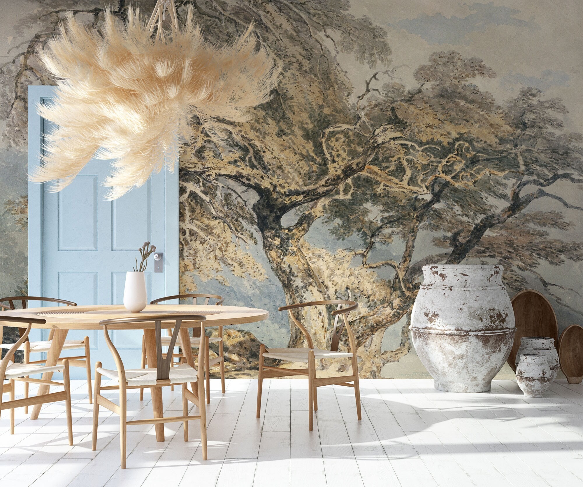 Vintage Tree Wallpaper, Painting Wall Mural Peel and Stick self Adhesive or  Non Adhesive Vinyl Paper - Etsy Ireland