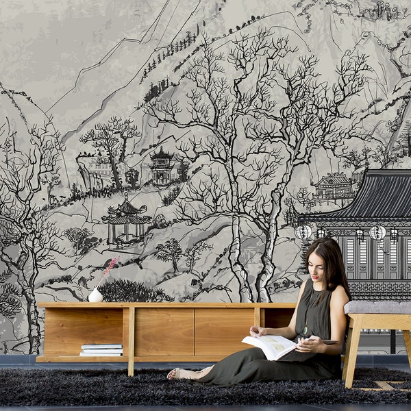 Chinese Print Wallpaper Sticker - Etsy