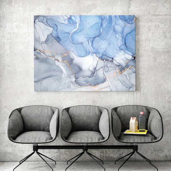 Blue and Silver Wall Art Etsy