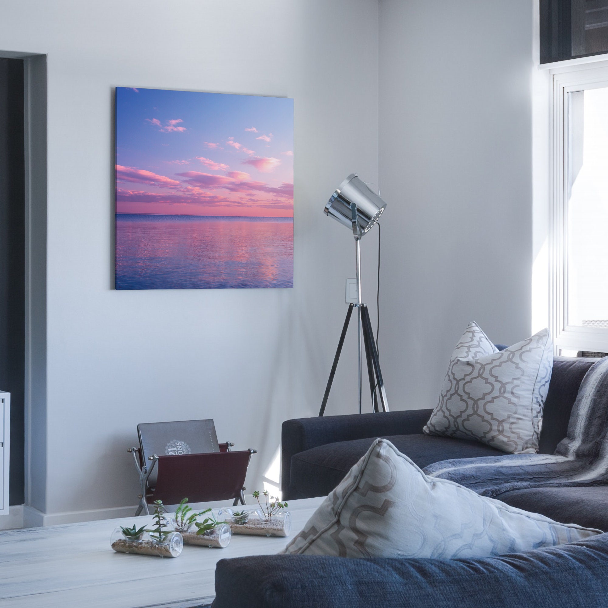 Pink Purple Sunset Canvas Print, Modern Ocean Wall Art (FOR SELF ...