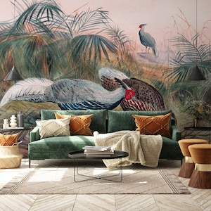 Pheasants wallpaper, bird wallpaper, landscape wallpaper | Peel and Stick (Self Adhesive) or Non Adhesive Vinyl Paper