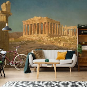 Antique scenic wallpaper | Peel and Stick (Self Adhesive) or Non Adhesive Vinyl Paper