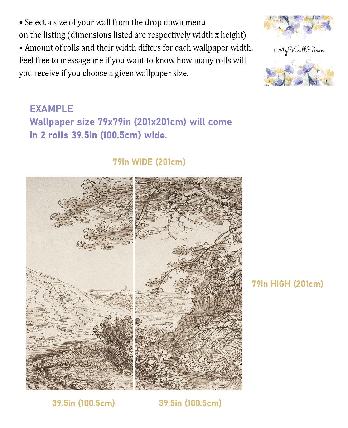 ヴィンテージ風景壁紙、壁画 | 剥がして貼るタイプ（粘着式）または非