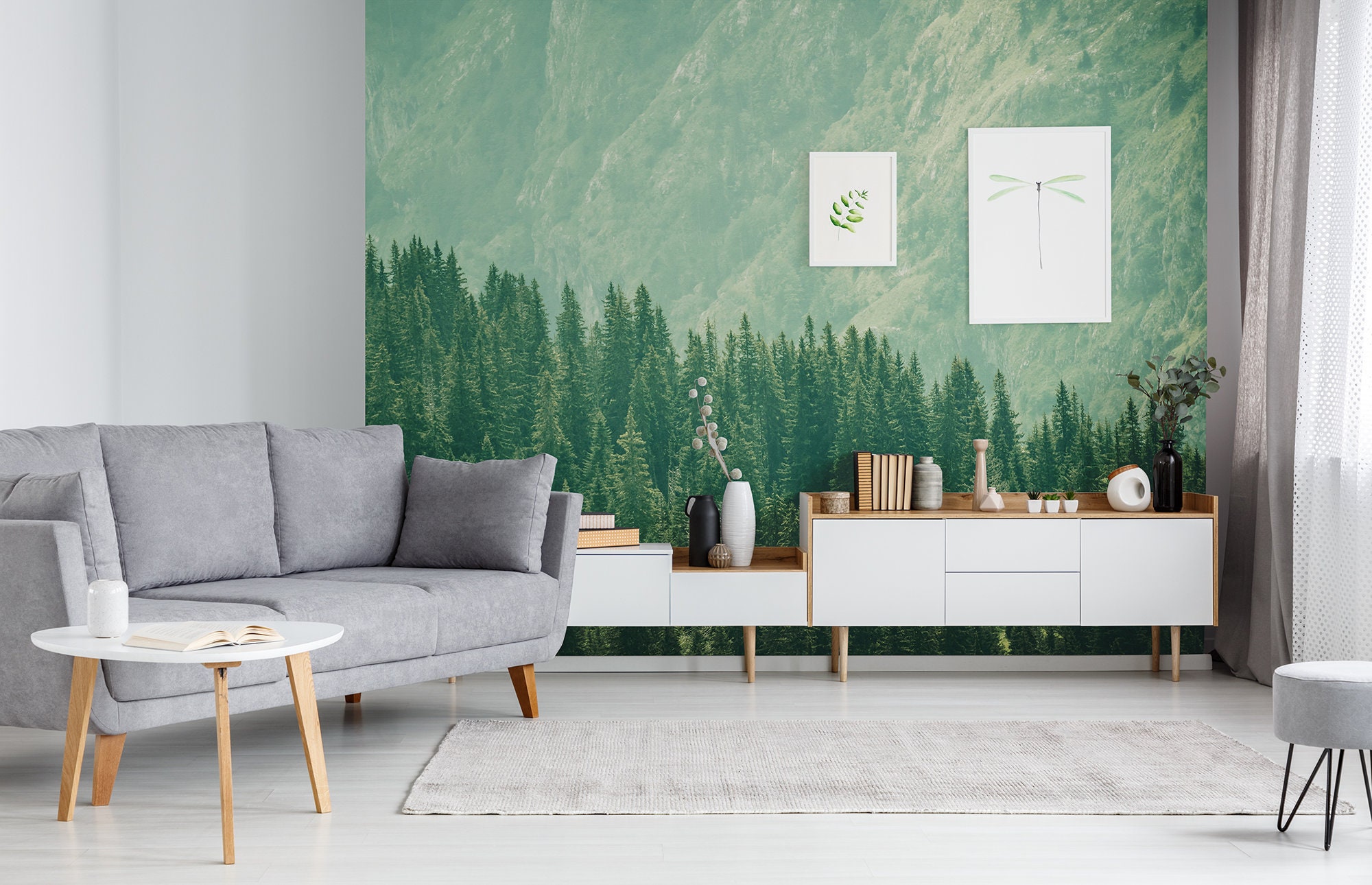Green Forest Mountain Wall, Self Adhesive, Peel and Stick Wall Mural - Etsy