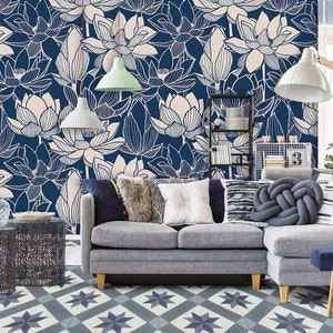 Vector floral wallpaper, print painting wallpaper,wall decal,removable peel and stick wallpaper,wall decor,sticker,floral clipart,boho,vinyl