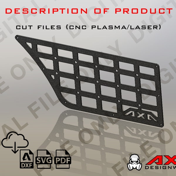 DIGITAL File- Rear Cubby Molle Panel DXF files for CNC Plasma, Laser, Waterjet