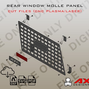 DIGITAL FILE - Rear Window Molle Panel Dxf Files for CNC Plasma, Laser, Waterjet