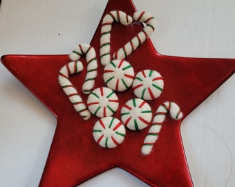 Candy Cane and Round Candy Ornaments