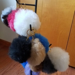 Alpaca Fiber Pom Pom Keychain