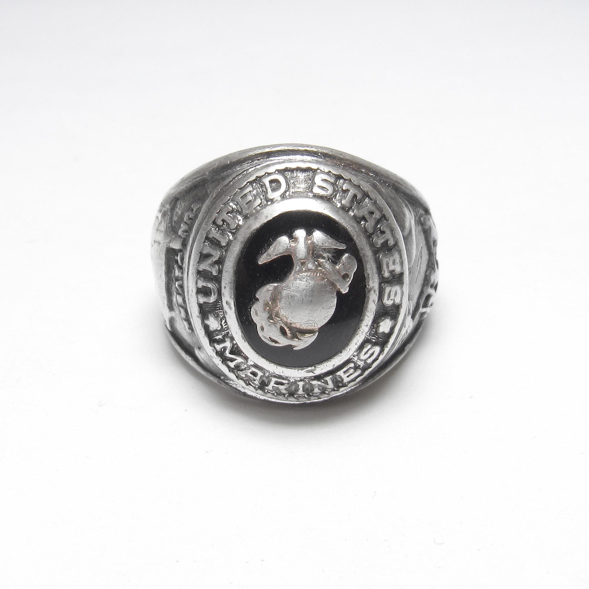 CREST CRAFT クレストクラフト USMC 海兵隊 200周年 1975 CREST CRAFT Sterling Silver United States Marines Service Ring