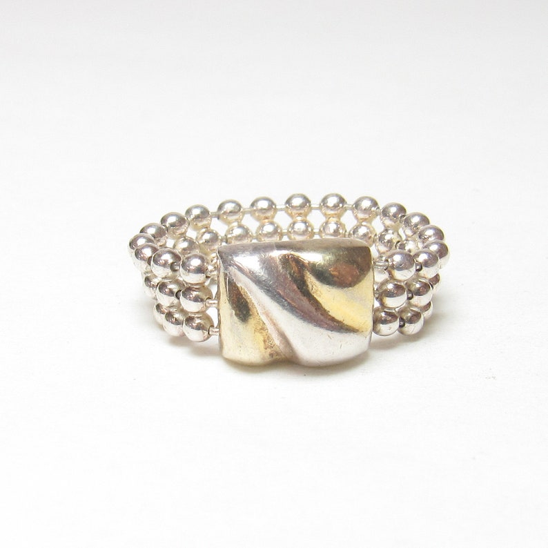 MILOR Sterling Silver 10K Yellow Gold Mesh Band Ring Estate