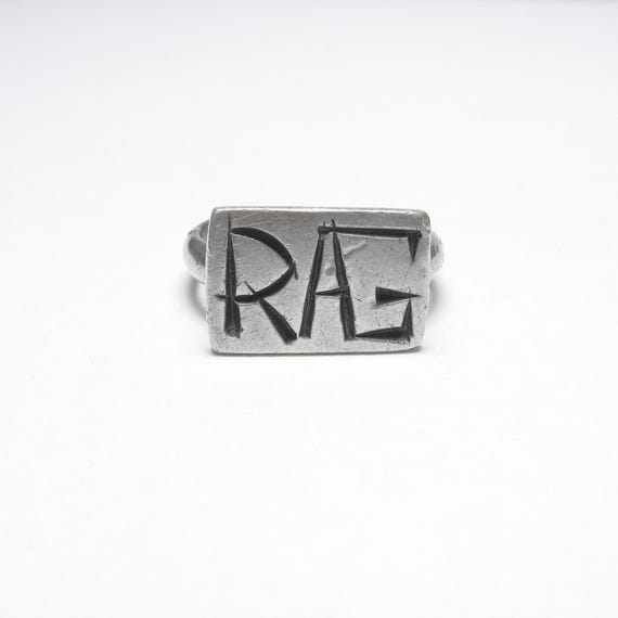 Sterling Silver Initials "RAG" Rectangle Top Mono… - image 1