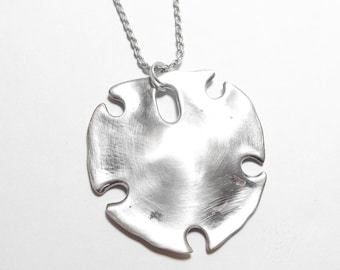 Large ROBERT LEE MORRIS Studio Heavy Sterling Silver Fossil Bone Design Pendant With long Rope Chain Vintage