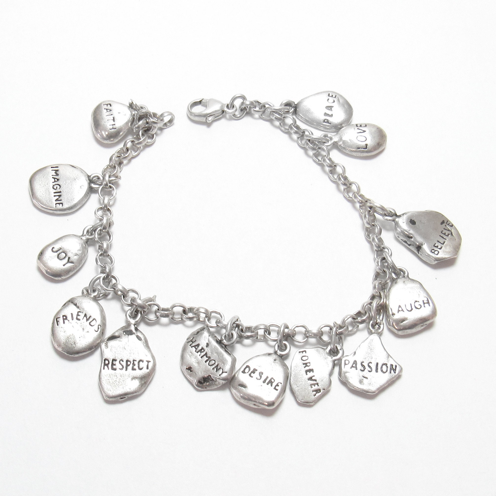 Heavy silver deals charm bracelet