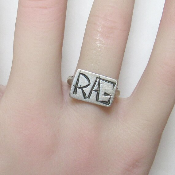 Sterling Silver Initials "RAG" Rectangle Top Mono… - image 4