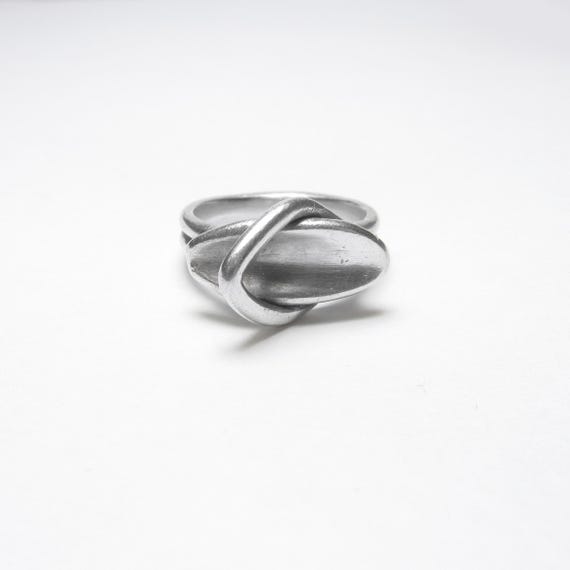 Sterling Silver Hook Over Nail Design Ring Vintage - image 1