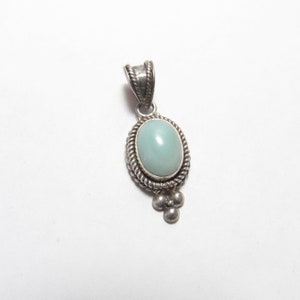 SUARTI Sterling Silver 5.00 Ct Natural Oval Blue Turquoise Pendant 1980&#39;s Vintage