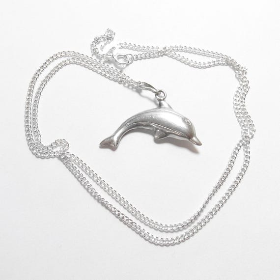 Sterling Silver Jumping Puffed Dolphin Pendant Wi… - image 4