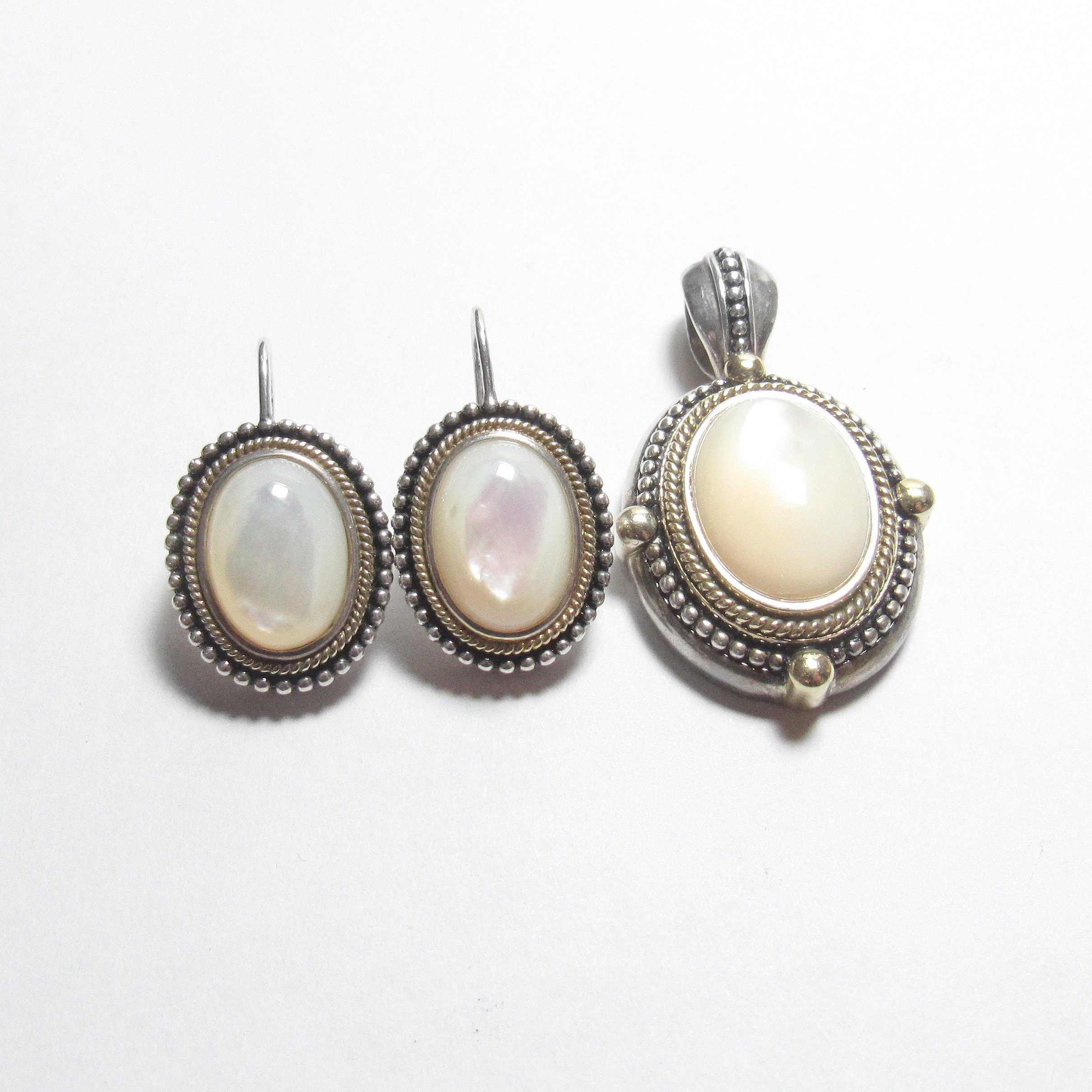 JEWELRY SET GV Sterling Silver Gold Tone Shiny Mother of