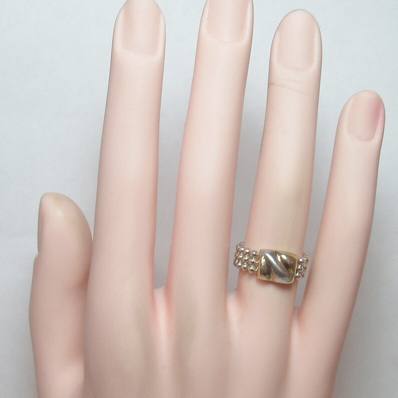 MILOR Sterling Silver 10K Yellow Gold Mesh Band Ring Estate