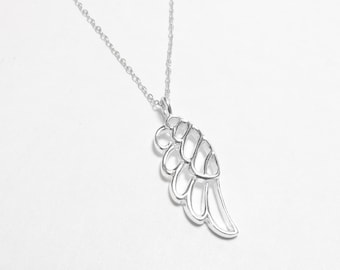 Sterling Silver Cutout Design Angel Wing Pendant With Chain Vintage