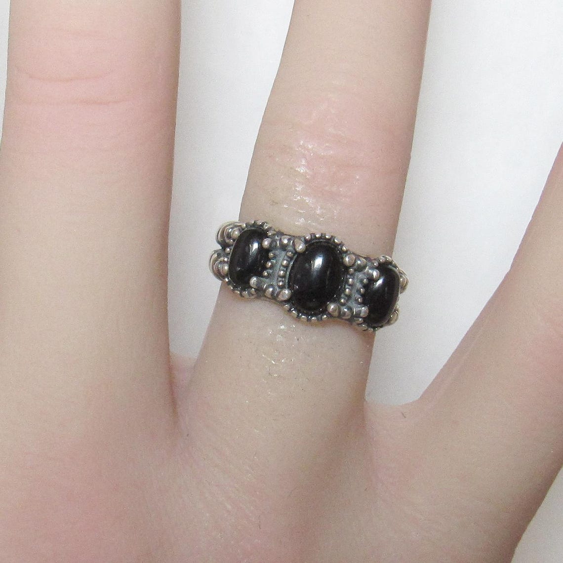 Relios Silver Rings CAROLYN POLLACK Relios Sterling Silver Natural American West Black Onyx ...