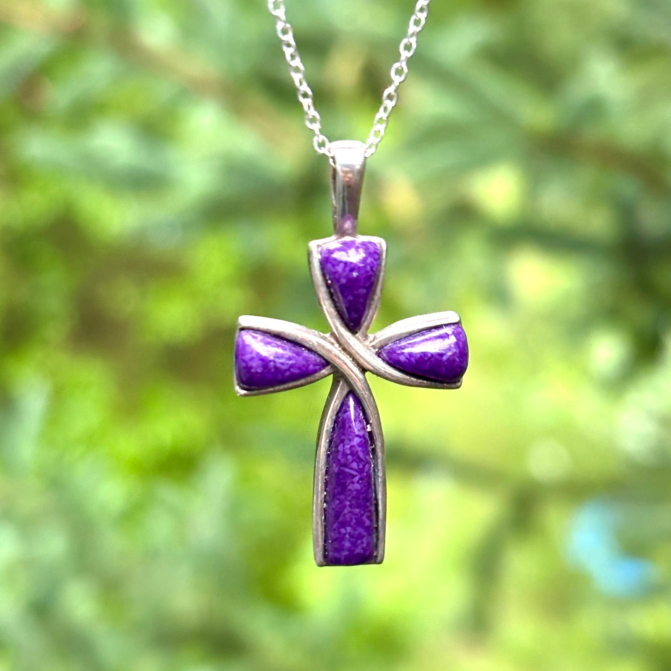COLEMAN CO Sterling Silver Natural Purple Sugilite Latin Cross
