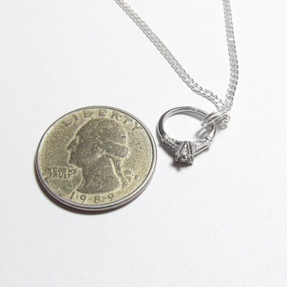 Sterling Silver Solitaire Ring Pendant Holding Wh… - image 3