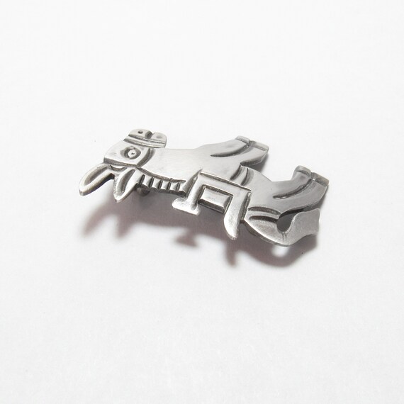 Mexican Sterling Silver SHOCKED Donkey Brooch Pin… - image 2