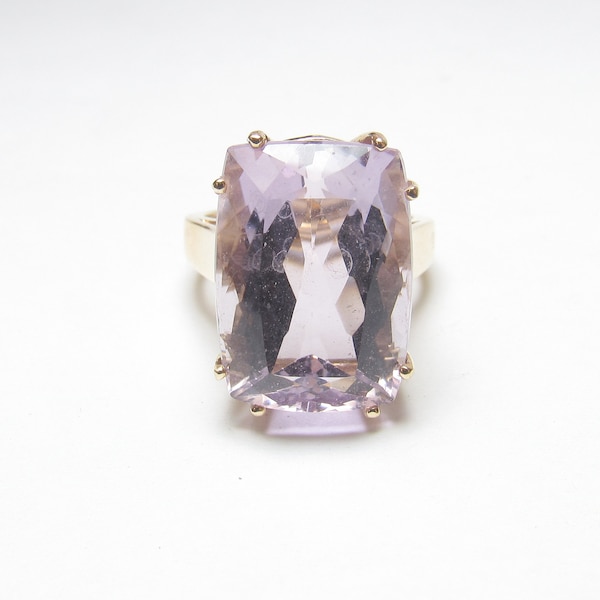 JAM CREATIONS 14K Yellow Gold 13.00 Ct Natural Lilac Purple Amethyst Solitaire Ring Vintage