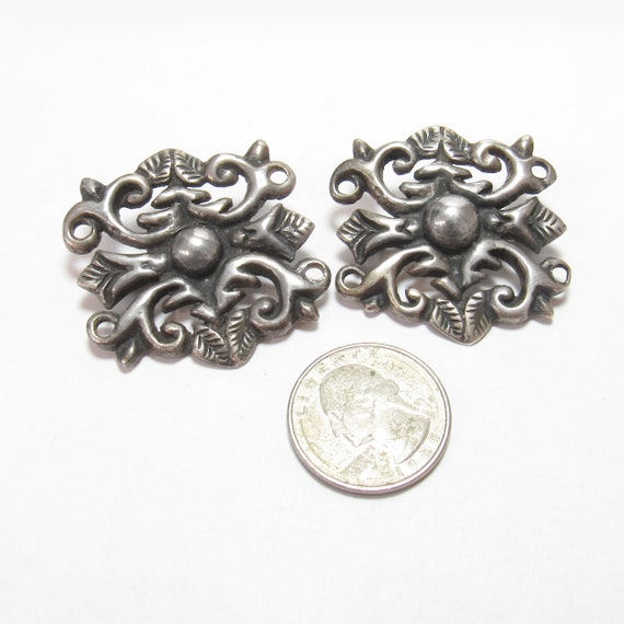 Two Heavy Sterling Silver Handmade Matching Flora… - image 2