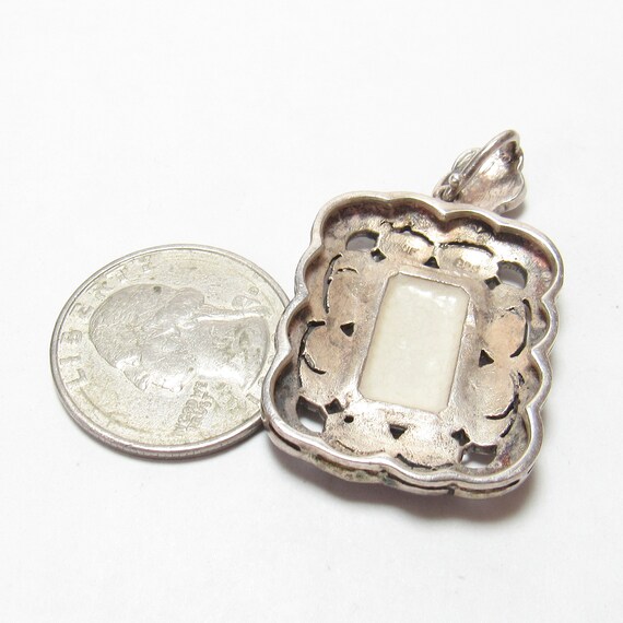 Large Sterling Silver Nice Luster Mother Of Pearl… - image 3