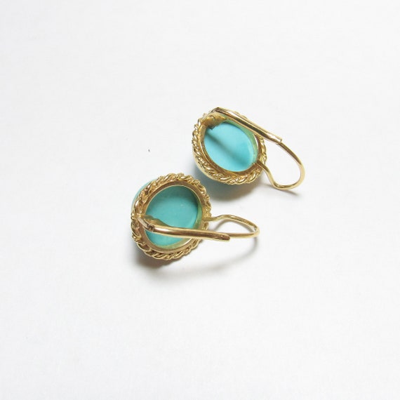 18K Yellow Gold Natural Robin Egg Blue Turquoise … - image 3