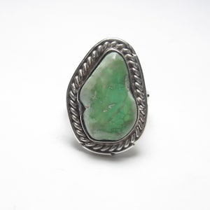 Sterlingzilver 5,00 kt in zuidwestelijke stijl natuurlijk ovaal groen Carico Lake Turquoise solitaire ring vintage jaren 80
