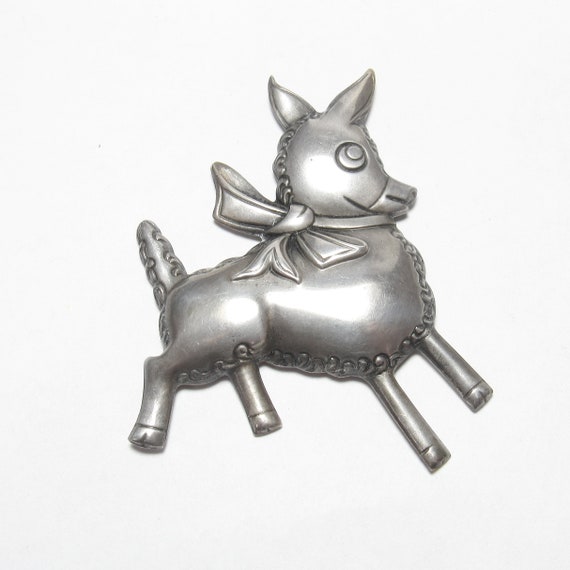 TRUART Sterling Silver Cute Detailed Cartoon Lamb… - image 1